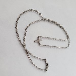 Dainty silver cross necklace